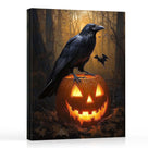 Dark Gothic Painting Raven and Pumpkin Halloween Wall Art