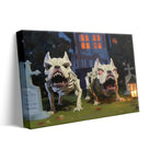 Spooky Skeleton Bulldogs in a Haunted Graveyard Illustration Dogs Wall Art