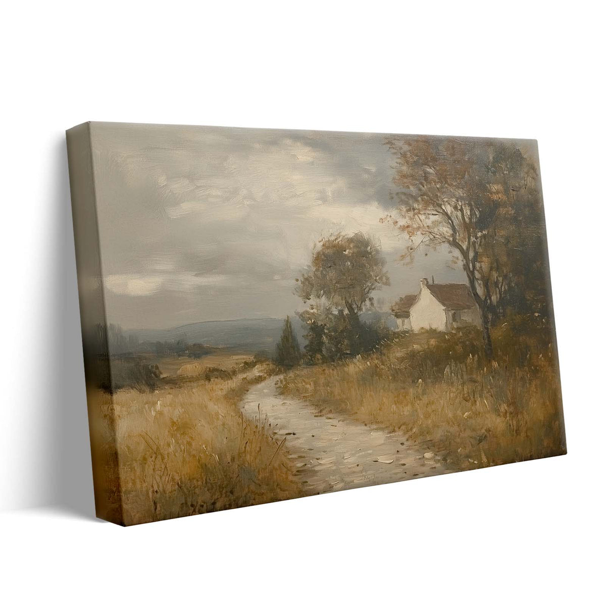 Rustic Countryside Cottage Moody Rural Cottage Path Painting Wall Art