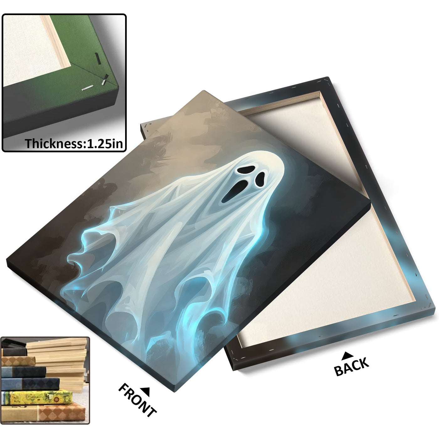 Glowing Ghost Halloween Canvas Wall Art