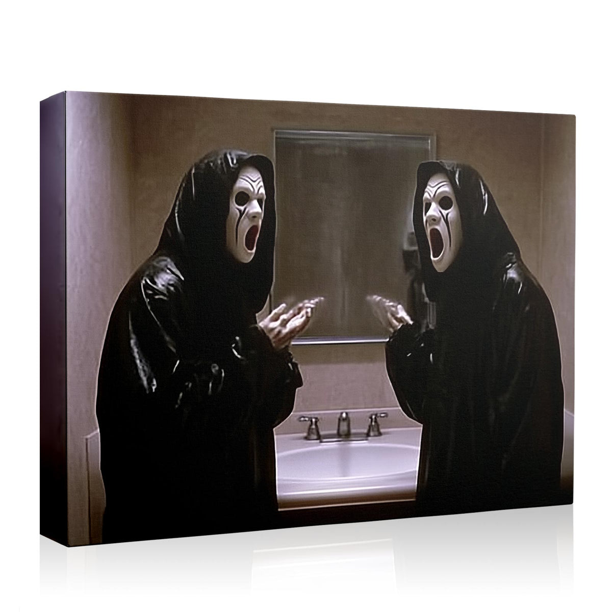 Mirror Scream Horror Canvas Wall Art – Spooky Halloween Bathroom Decor