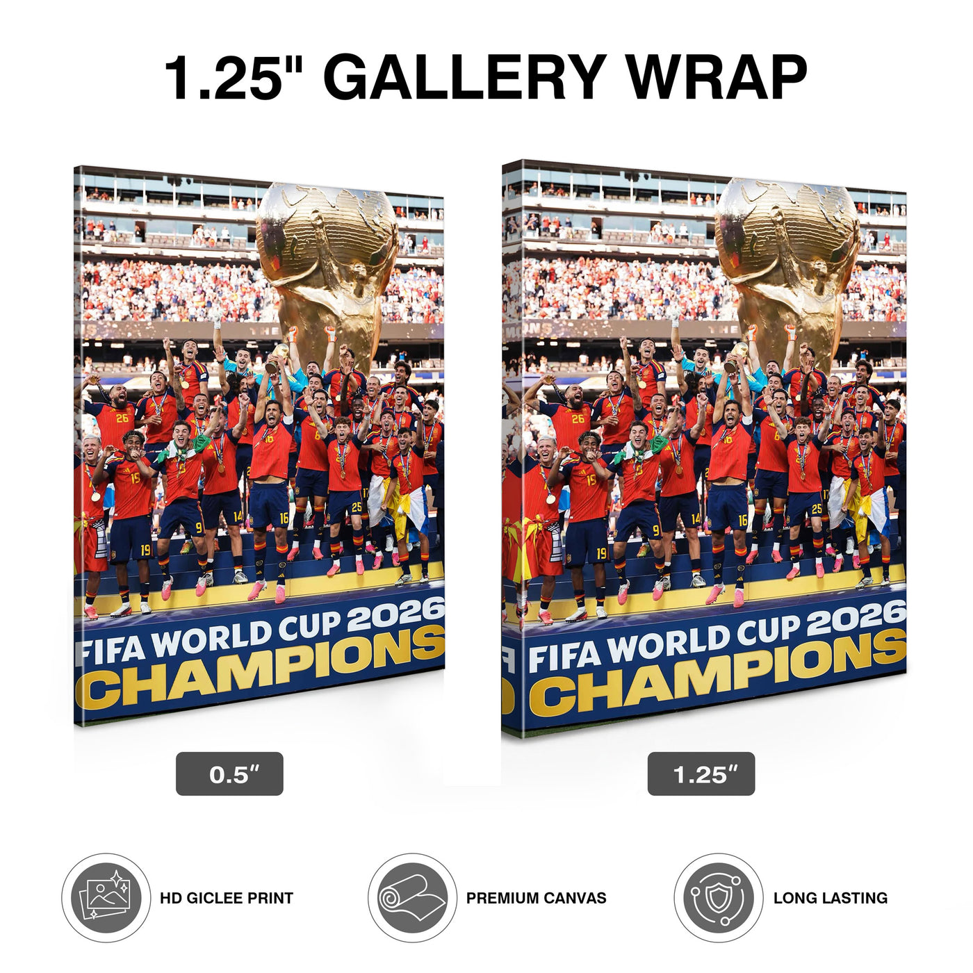 Spain Soccer Team Champions Canvas Wall Art – Trophy Celebration Print