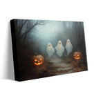 Three Friendly Ghosts Whimsical Haunted Forest Illustration Halloween Wall Art