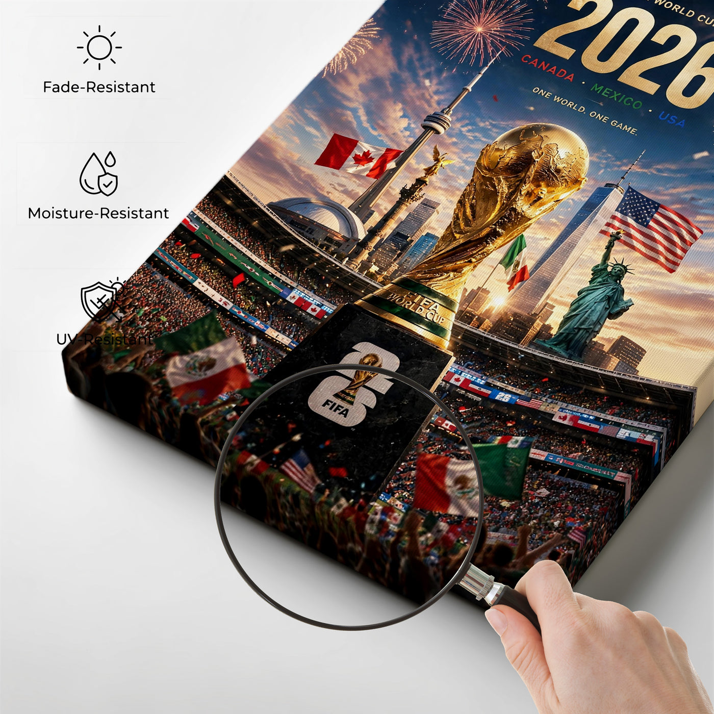 2026 World Soccer Canvas Wall Art – Canada Mexico USA Championship Stadium Print