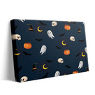 Cute Ghost, Bat and Pumpkin Pattern Illustration Halloween Ghost Wall Art