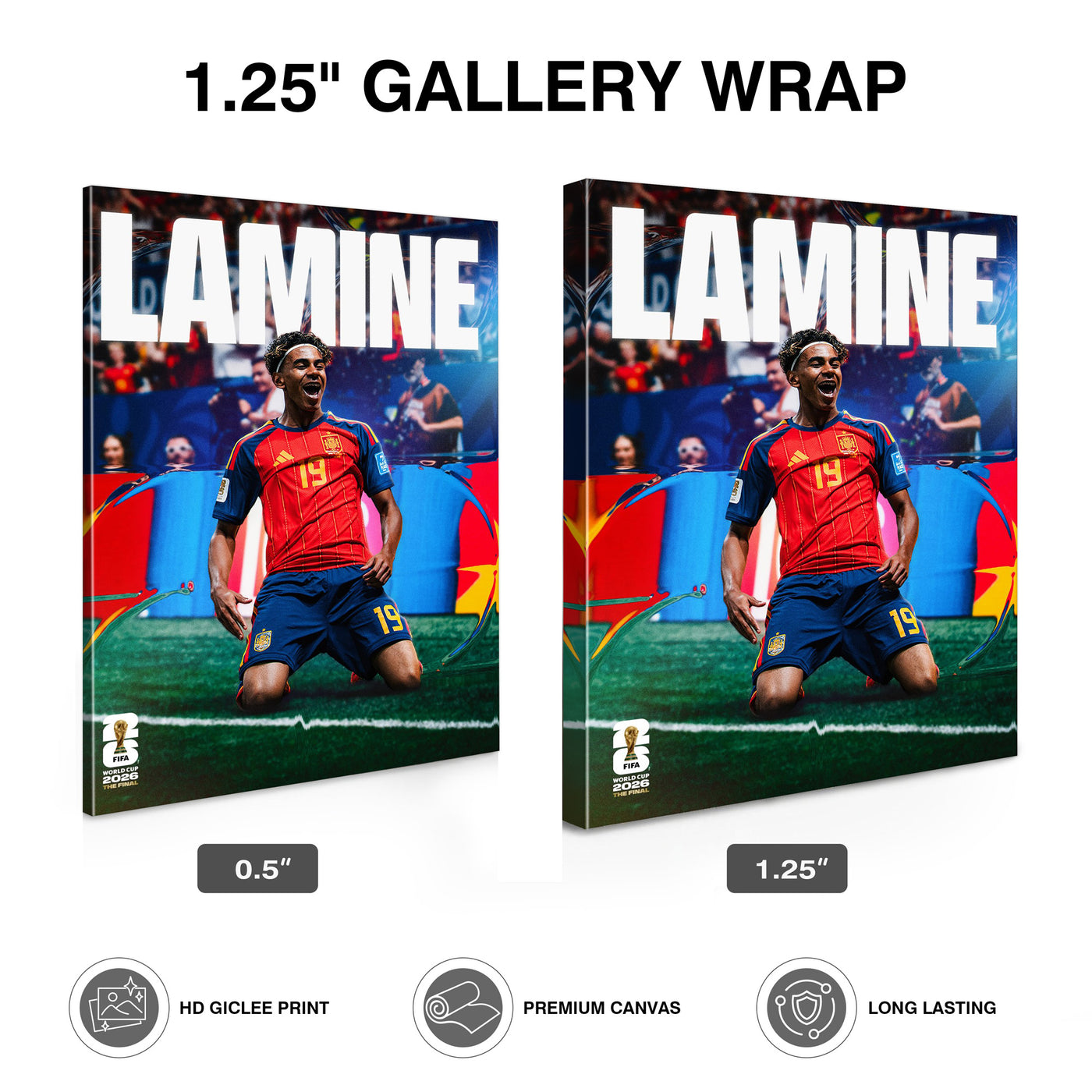 Lamine Yamal Goal Celebration Canvas Wall Art – Spain No. 19 Soccer Print