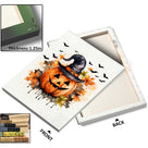 Watercolor Witch Hat Pumpkin Halloween Canvas Wall Art