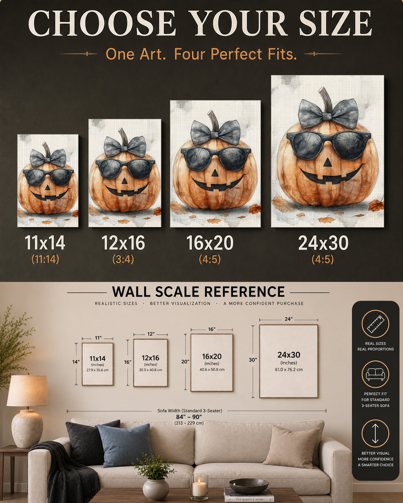 Cool Pumpkin Halloween Canvas Wall Art