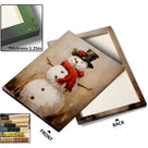 Christmas Snowman Canvas Wall Art, Rustic Snowman with Red Scarf and Black Hat Holiday Decor for Living Room