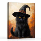 Witch Hat Black Cat Halloween Wall Art