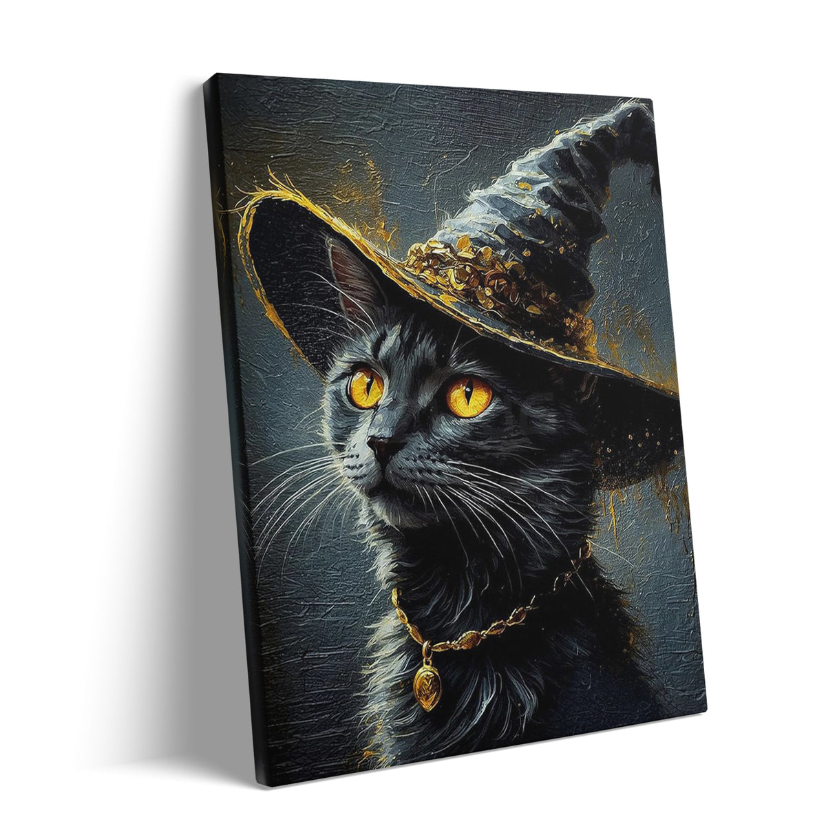 Bewitched Black Cat Halloween Canvas Wall Art