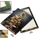 Book Lover Christmas Tree Canvas Wall Art, Stacked Books Holiday Decor for Home Library and Reading Room