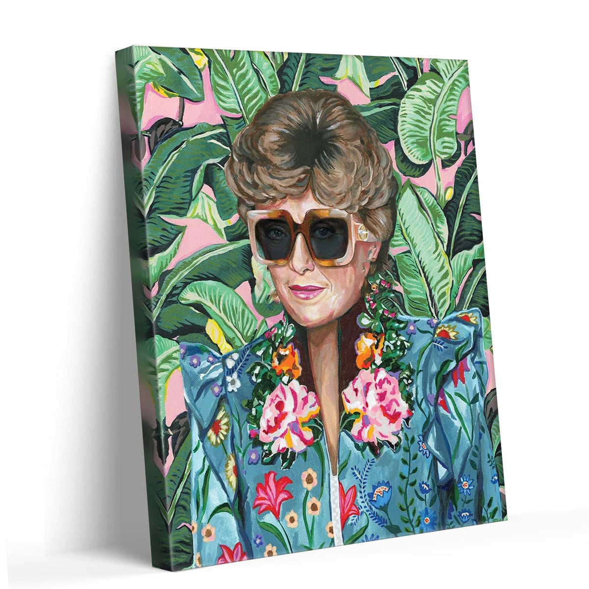 Bold Pop Art Botanical Portrait Painting Colorful Floral Fashion Wall Art