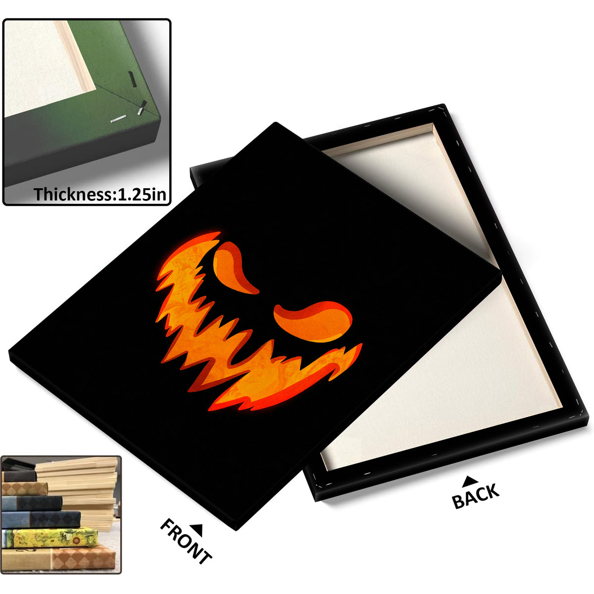 Fiery Jack-o’-Lantern Halloween Canvas Wall Art