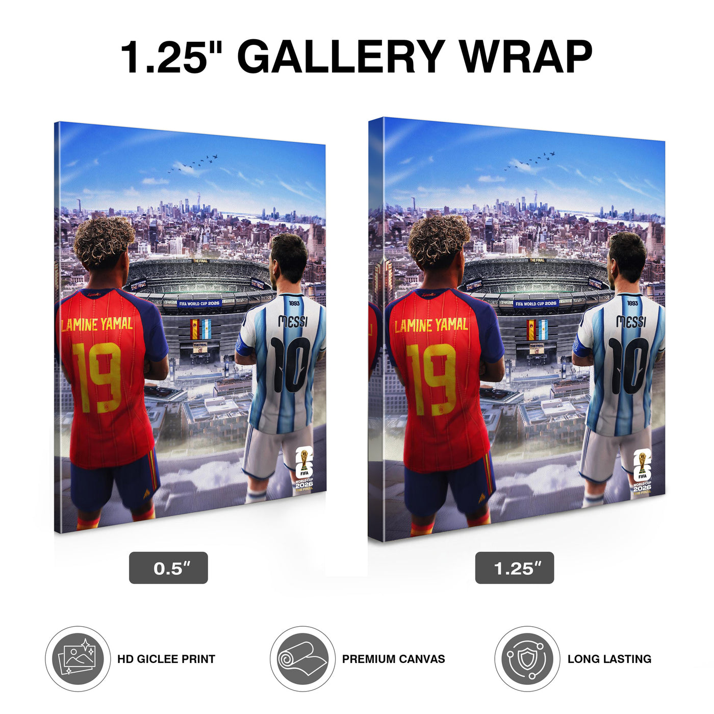 Lamine Yamal vs Lionel Messi Final Showdown Canvas Wall Art – Soccer Legends Print