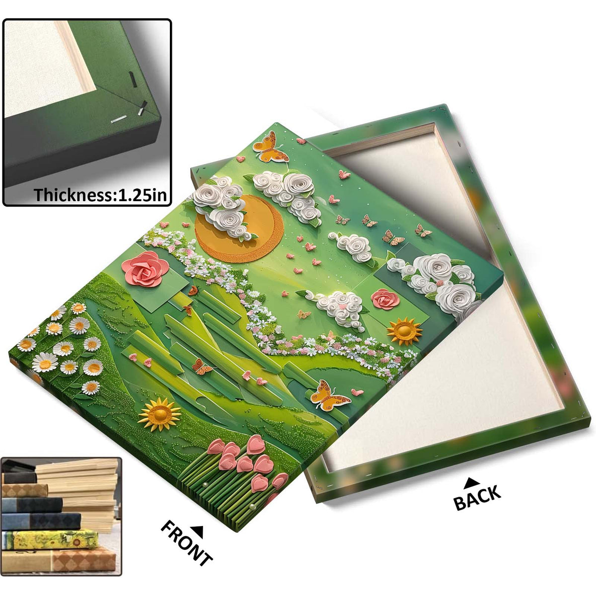Whimsical Green Garden Paper Art Wall Decor