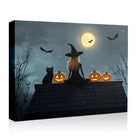 Witch, Black Cat and Pumpkins Halloween Wall Art