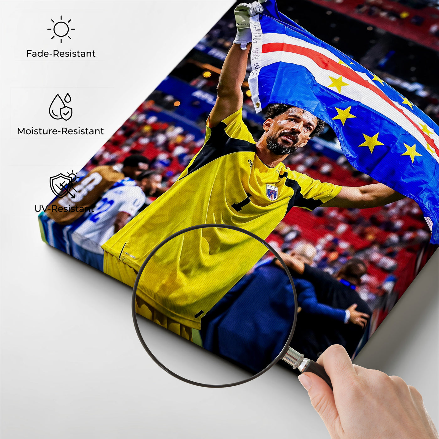 Cape Verde Goalkeeper Flag Canvas Wall Art – Soccer Stadium Print