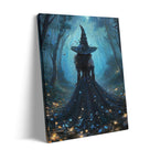 Mystic Blue Forest Witch Halloween Canvas Wall Art