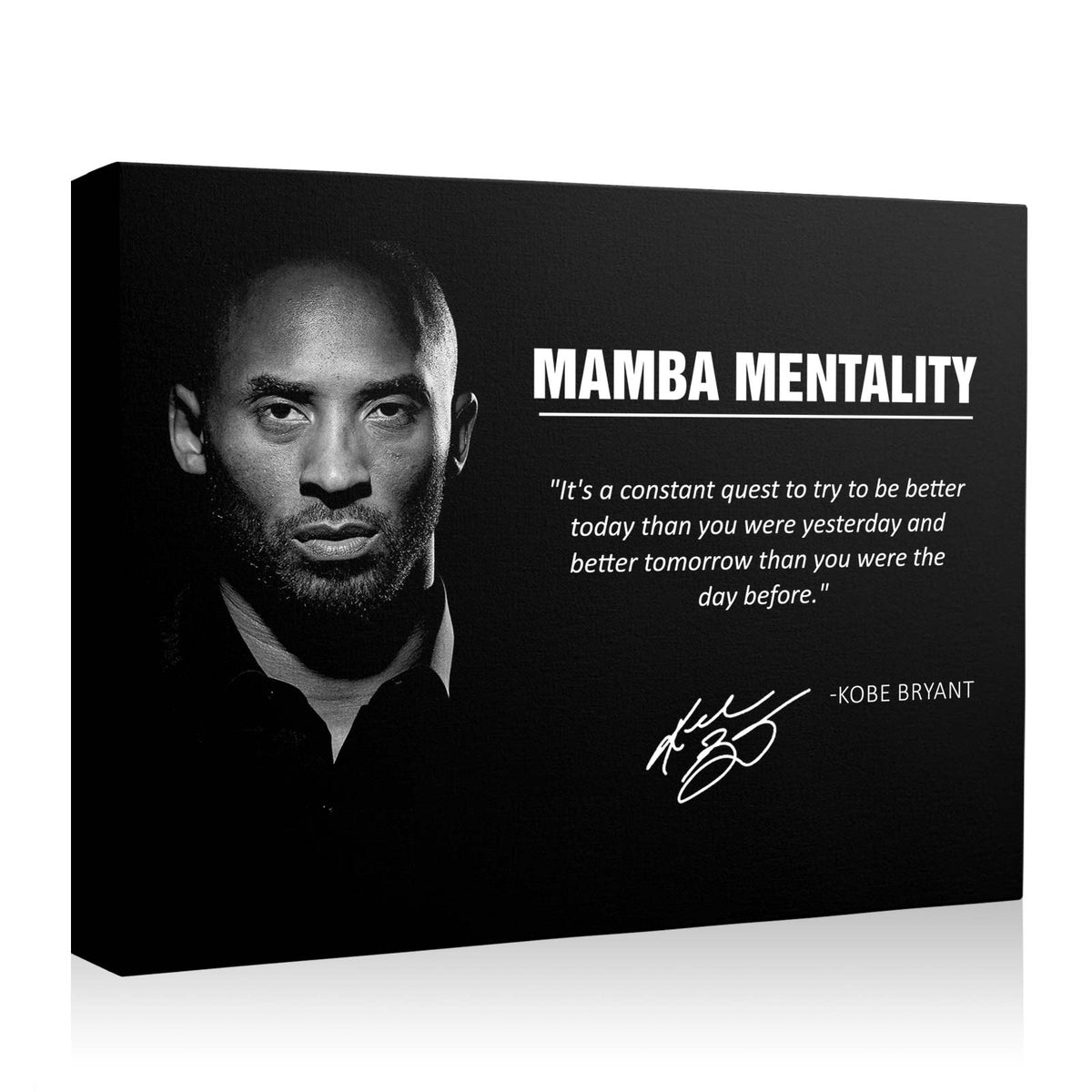 Kobe Bryant Mamba Mentality Canvas Wall Art – Inspirational Basketball Quote Poster for Bedroom, Office and Gym
