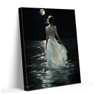 Dreamy Romantic Fantasy Painting Moonlit Woman by the Sea Wall Art