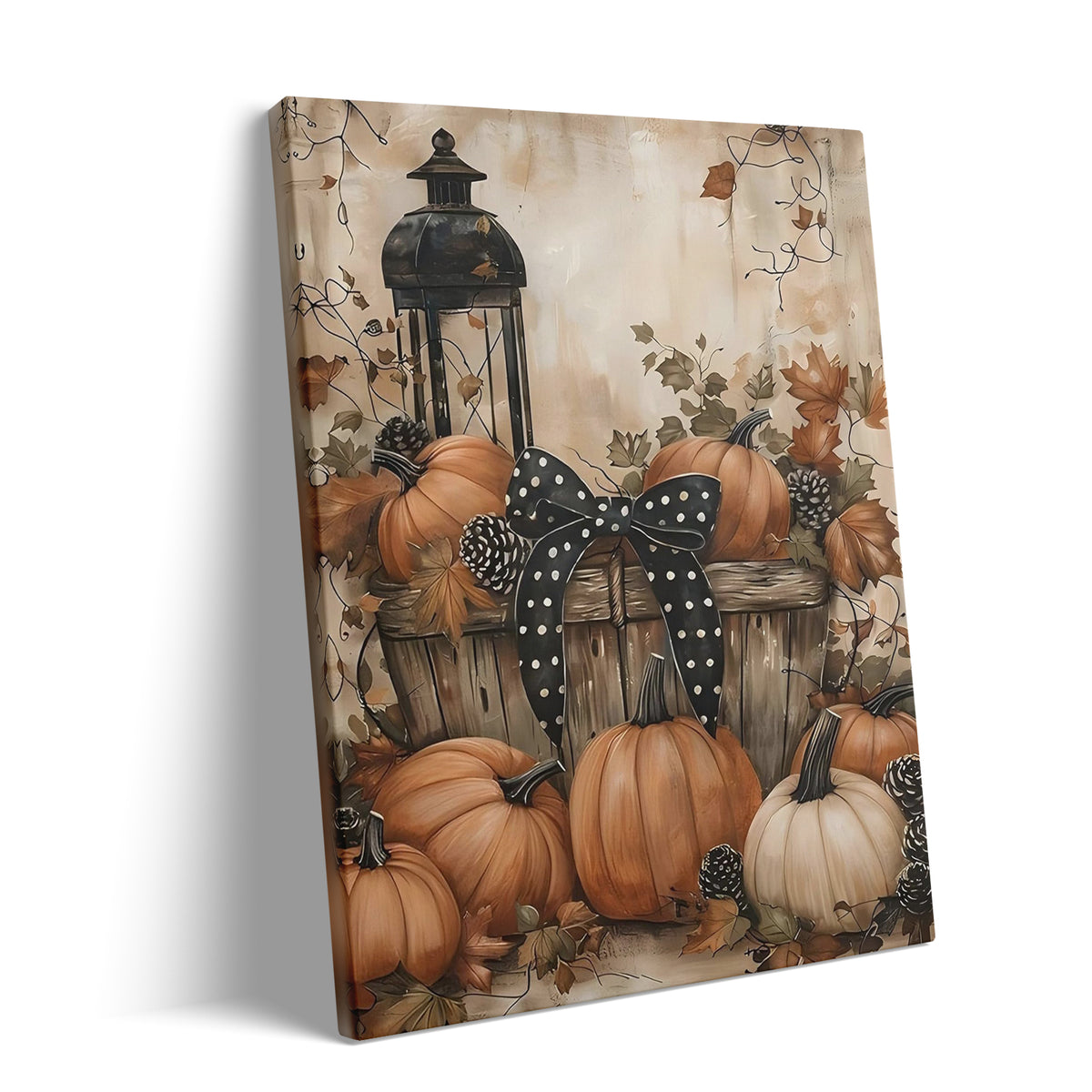 Rustic Pumpkin Harvest Halloween Canvas Wall Art