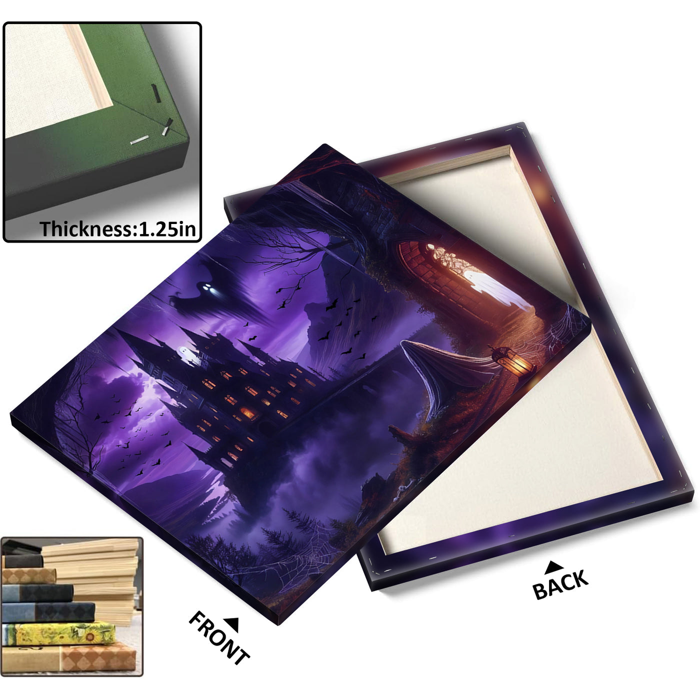Purple Castle of Shadows Halloween Canvas Wall Art