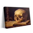 Dark Academia Skull Still Life Painting and Book Wall Art