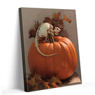 Skull Skeleton Perched on Pumpkin Halloween Wall Art