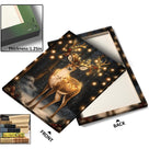 Christmas Reindeer Canvas Wall Art with Lights, Enchanted Winter Forest Holiday Decor for Living Room and Bedroom