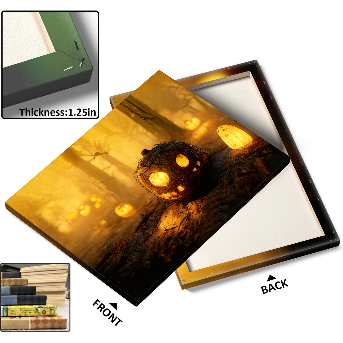 Pumpkin Lanterns in the Enchanted Forest Halloween Canvas Wall Art