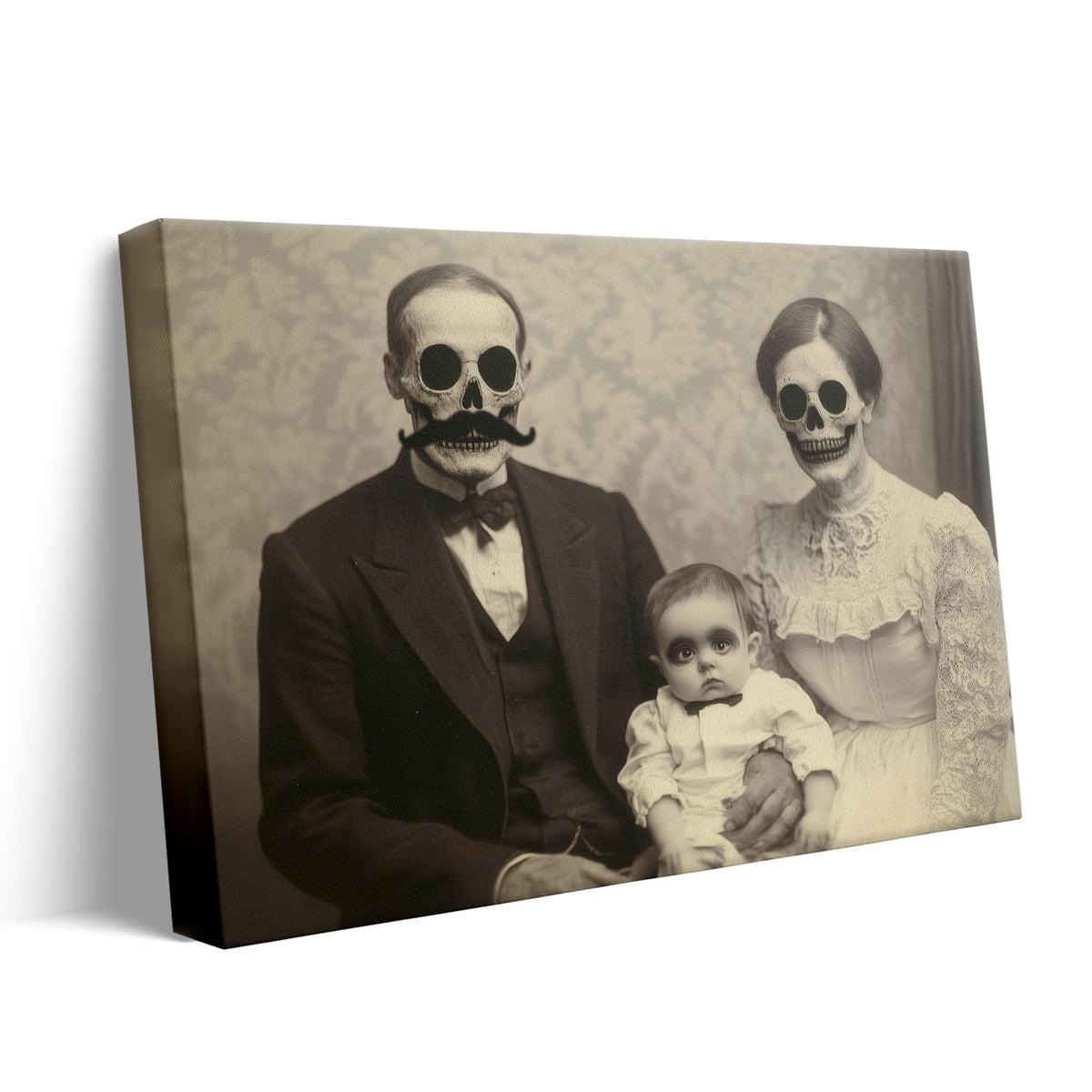 Skeleton Family Portrait Vintage Gothic Family Portrait Painting Wall Art