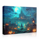 Haunted Halloween Moonlit Pumpkin Castle Landscape Wall Art