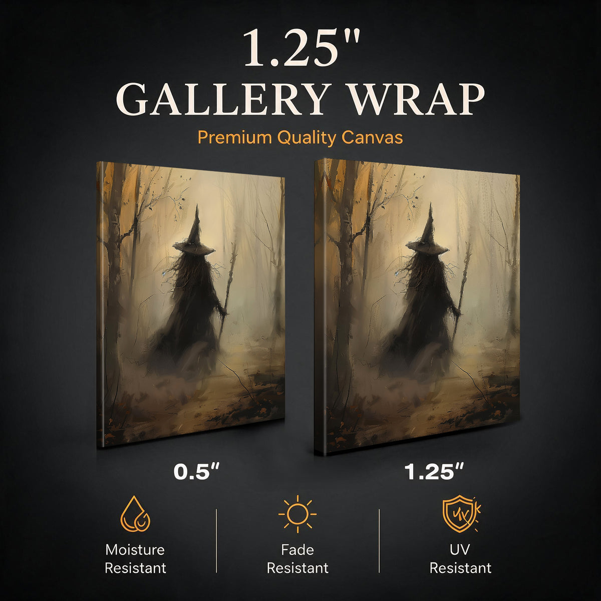 Forest Witches Halloween Canvas Wall Art, Magical Gothic Decor