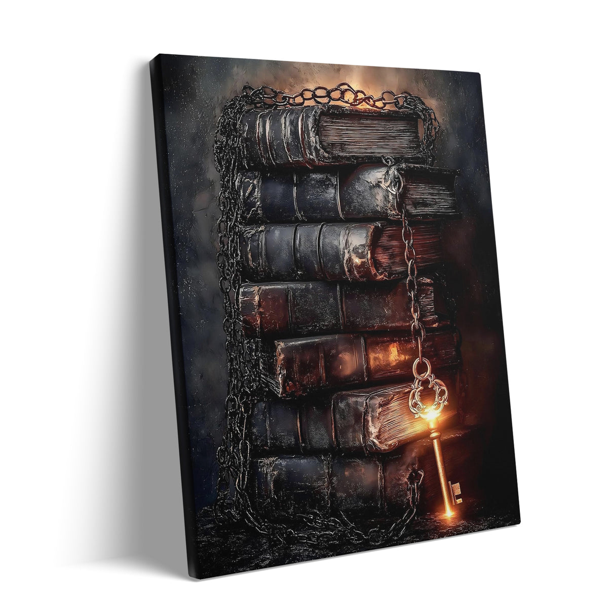 Gothic Spellbooks and Magic Key Halloween Canvas Wall Art