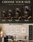 Halloween Raven Canvas Wall Art, Gothic Moonlit Bird Decor
