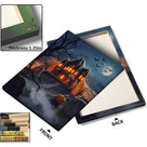 Ghostly Pumpkin Manor Halloween Canvas Wall Art