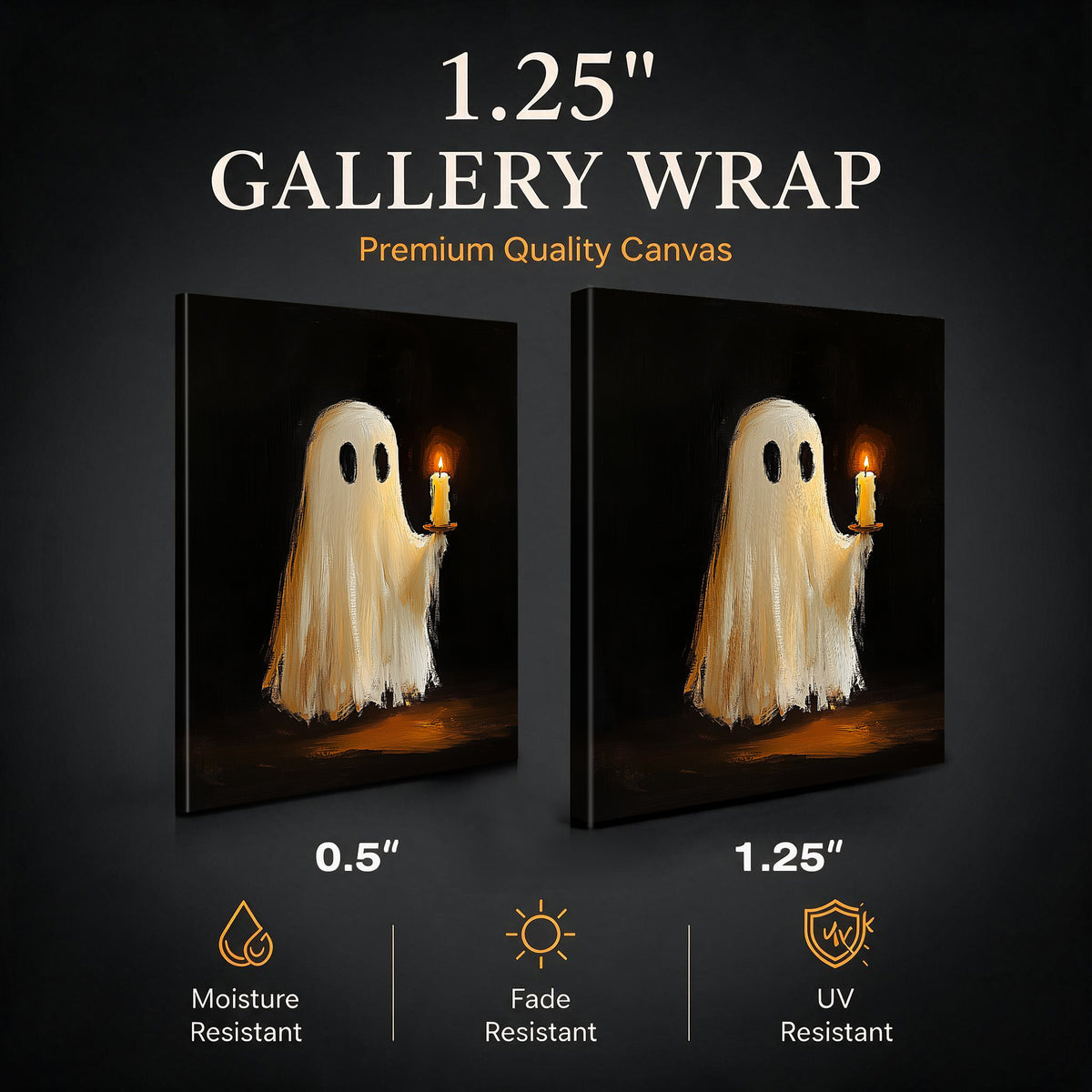 Haunted Ghost Halloween Canvas Wall Art, Spooky Gothic Decor for Living Room, Bedroom and Entryway