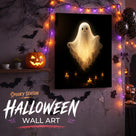 Haunted Ghost Halloween Canvas Wall Art, Spooky Gothic Decor for Living Room, Bedroom and Entryway