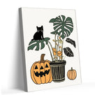 Halloween Black Cats, Ghosts and Pumpkins Illustration Wall Art