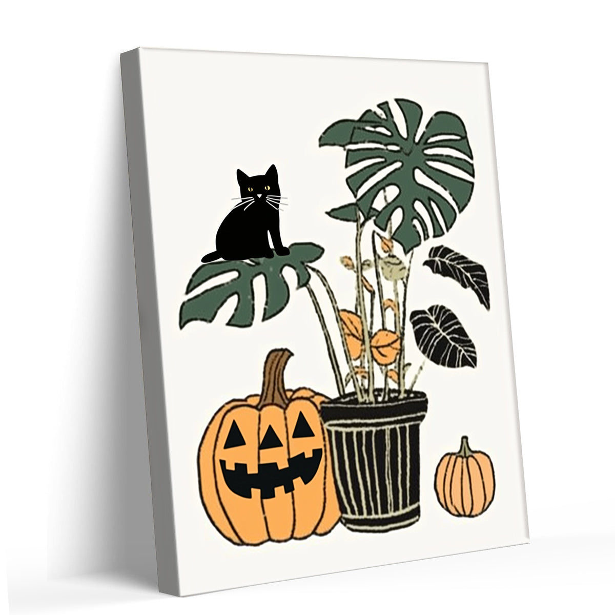 Halloween Black Cats, Ghosts and Pumpkins Illustration Wall Art