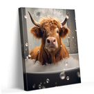 Highland Cow in the Bathtub Whimsical Surreal Animal Illustration Wall Art