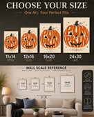 Retro Autumn Pumpkin Typography Halloween Canvas Wall Art