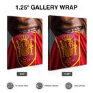 Spain Soccer Crest Kiss Canvas Wall Art – Red and Gold Team Pride Print