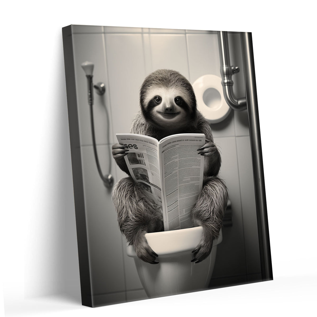 Sloth Reading on the Toilet Wall Art