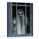 Haunted Ghost at the Window Canvas Wall Art – Scary Halloween Horror Home Decor
