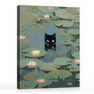 Black Cat Water Lily Wall Art