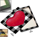 Vintage Valentine Pictures Print Bold Red Heart on Black and White Plaid Background