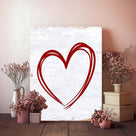 Minimalist Red Heart Outline on Rustic White Background