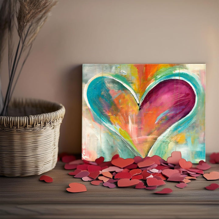 Romantic Colorful Heart Vibrant Abstract Heart Print Poster Framed Art